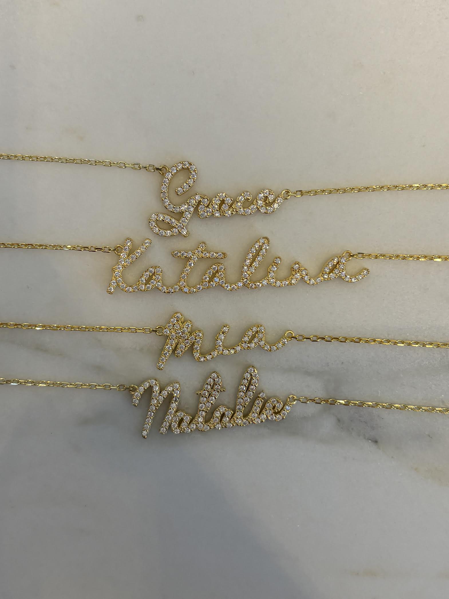 CZ Script Name Necklace