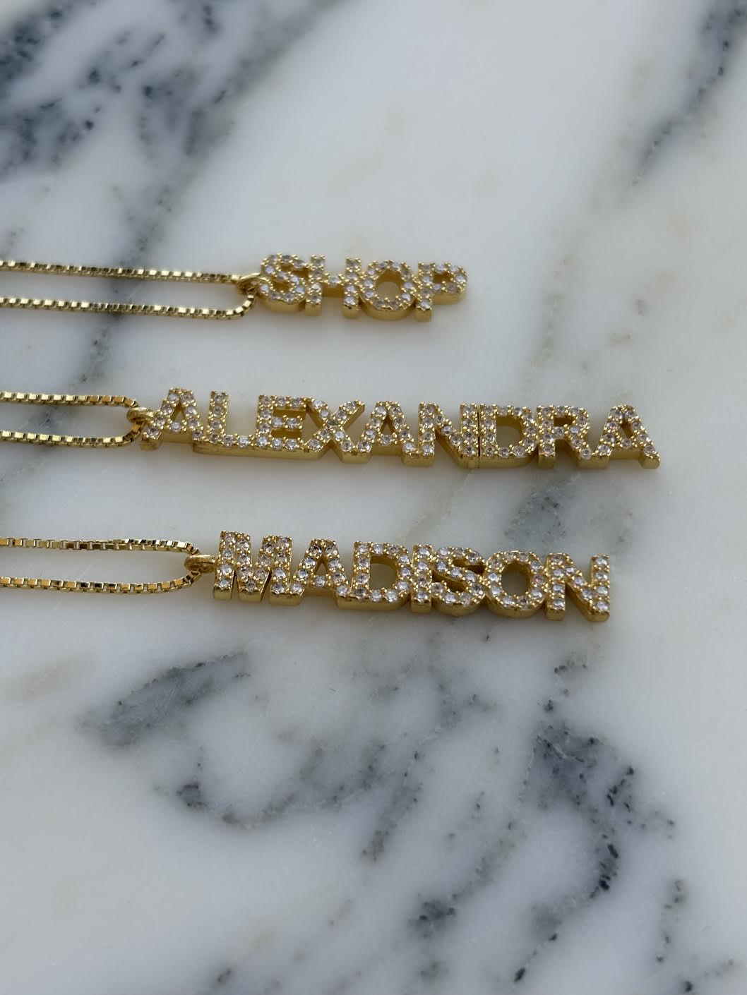 The CZ Charm Name Plate Necklace