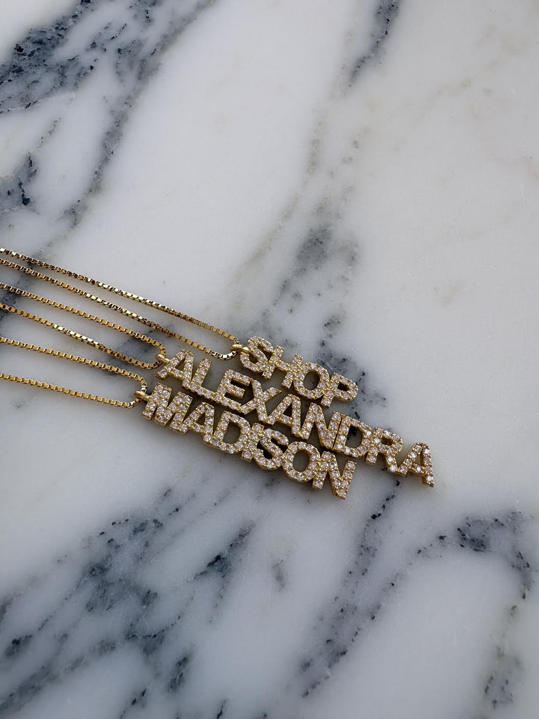 The CZ Charm Name Plate Necklace