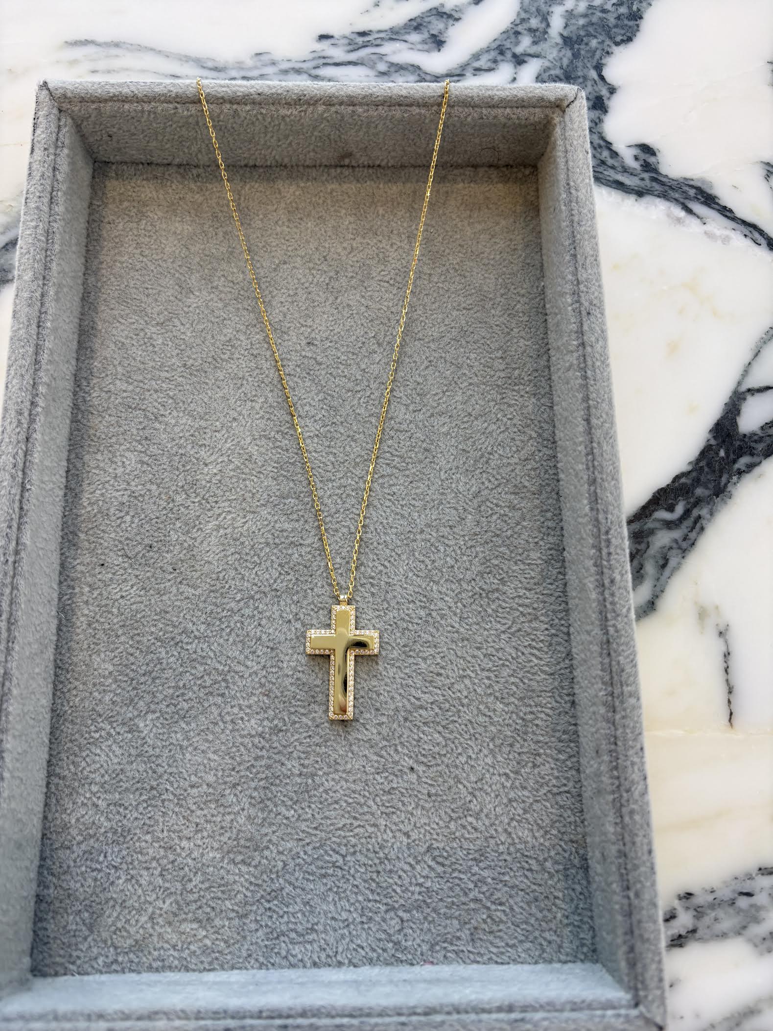 Double bubble Cross Necklace