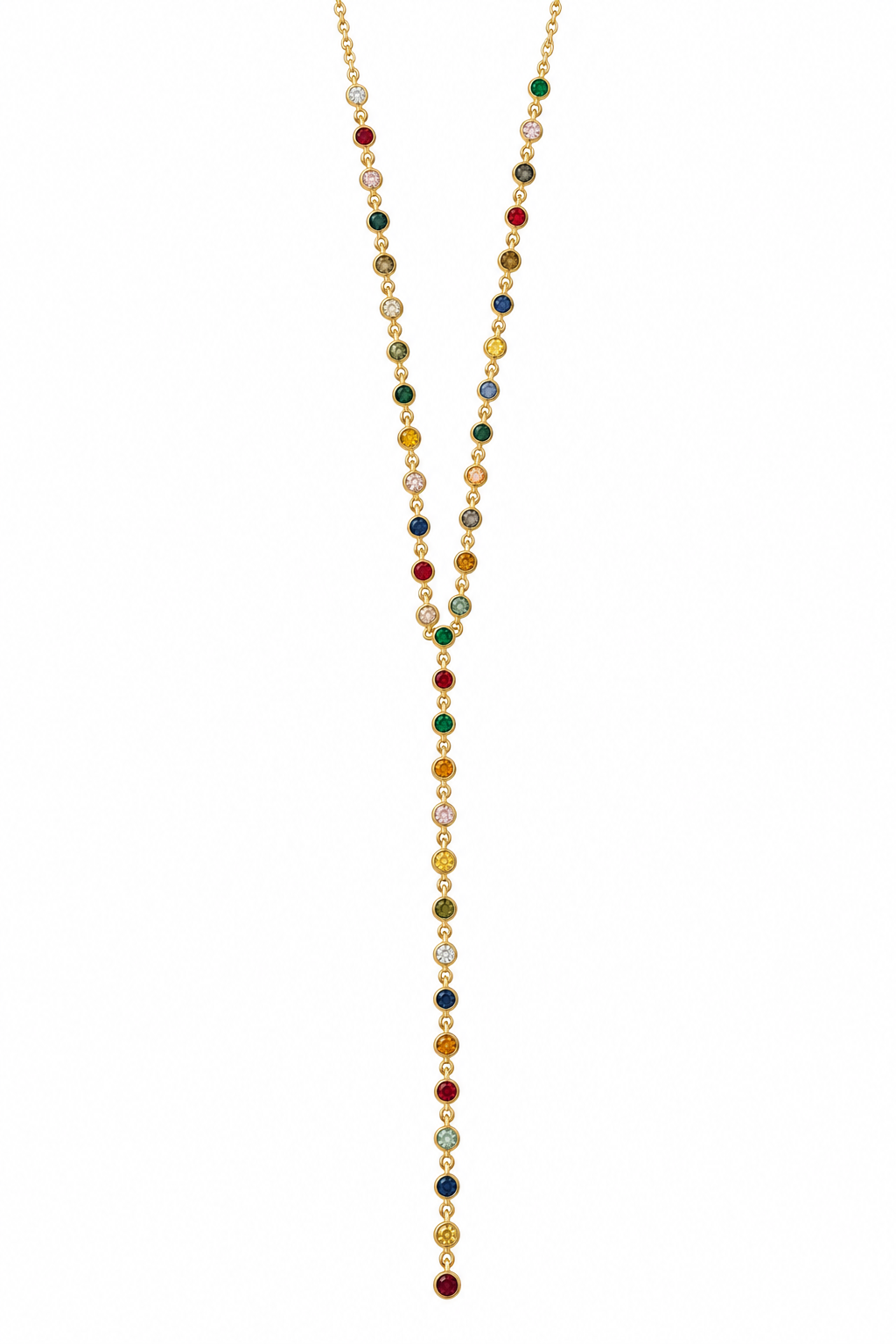 Color Lariat Bezel Necklace