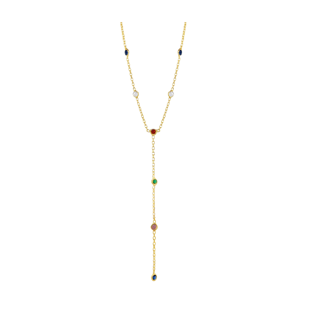 Colorful Bezel Lariat Necklace