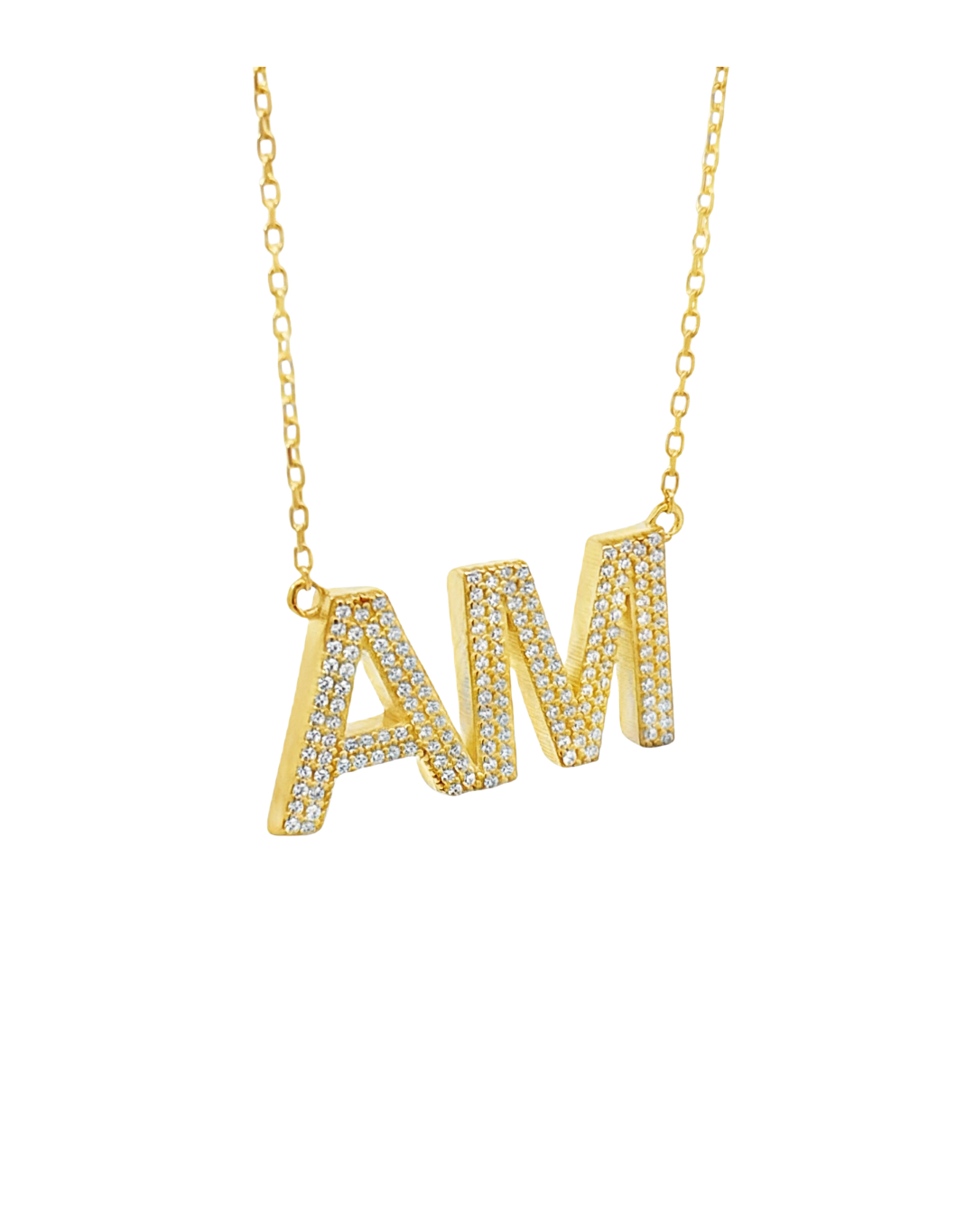CZ Chunk Initials Necklace