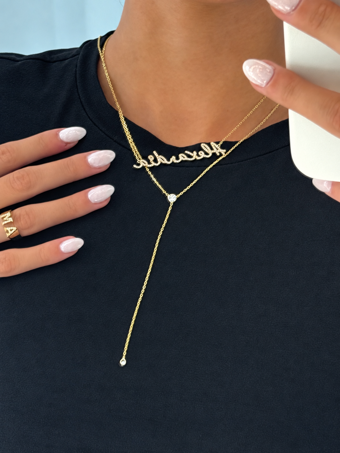 Double Diamond Lariat Necklace
