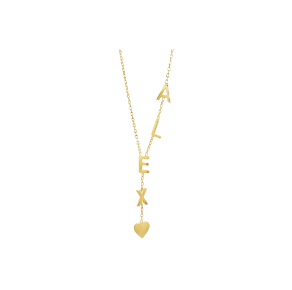 Heart Lariat Name Necklace