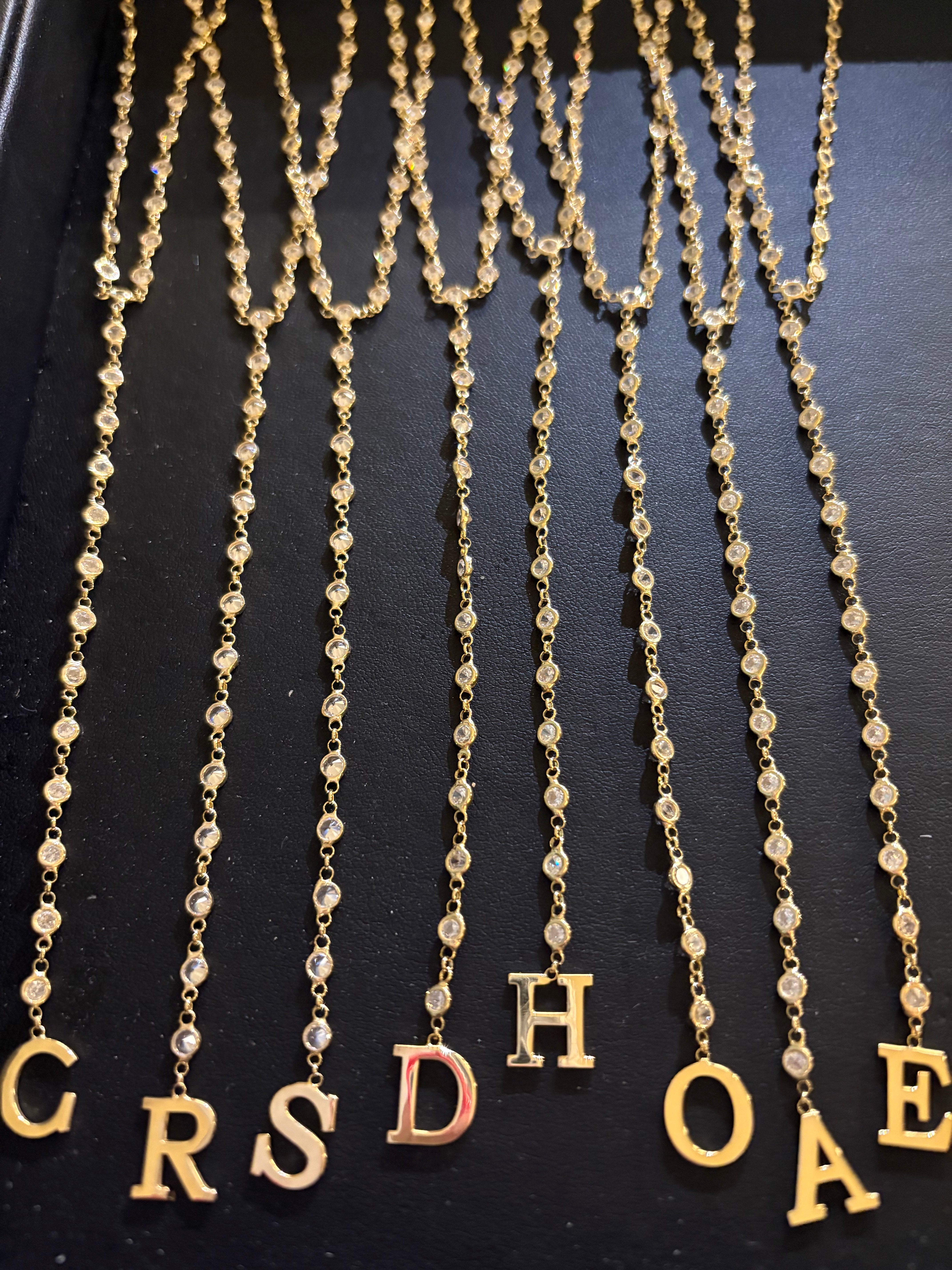 Bezel Lariat Initial Necklace