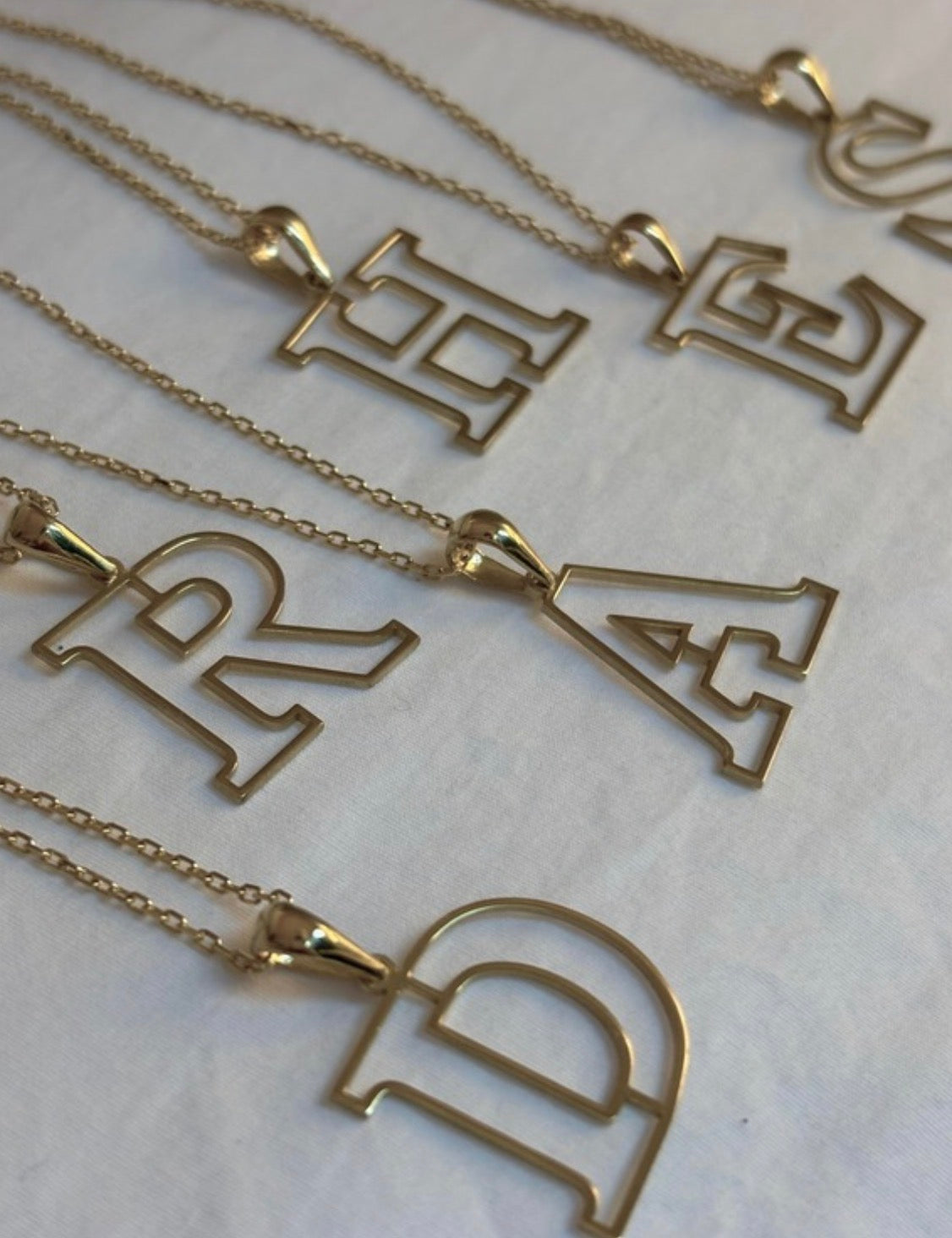 Hollow Initial Block Necklace