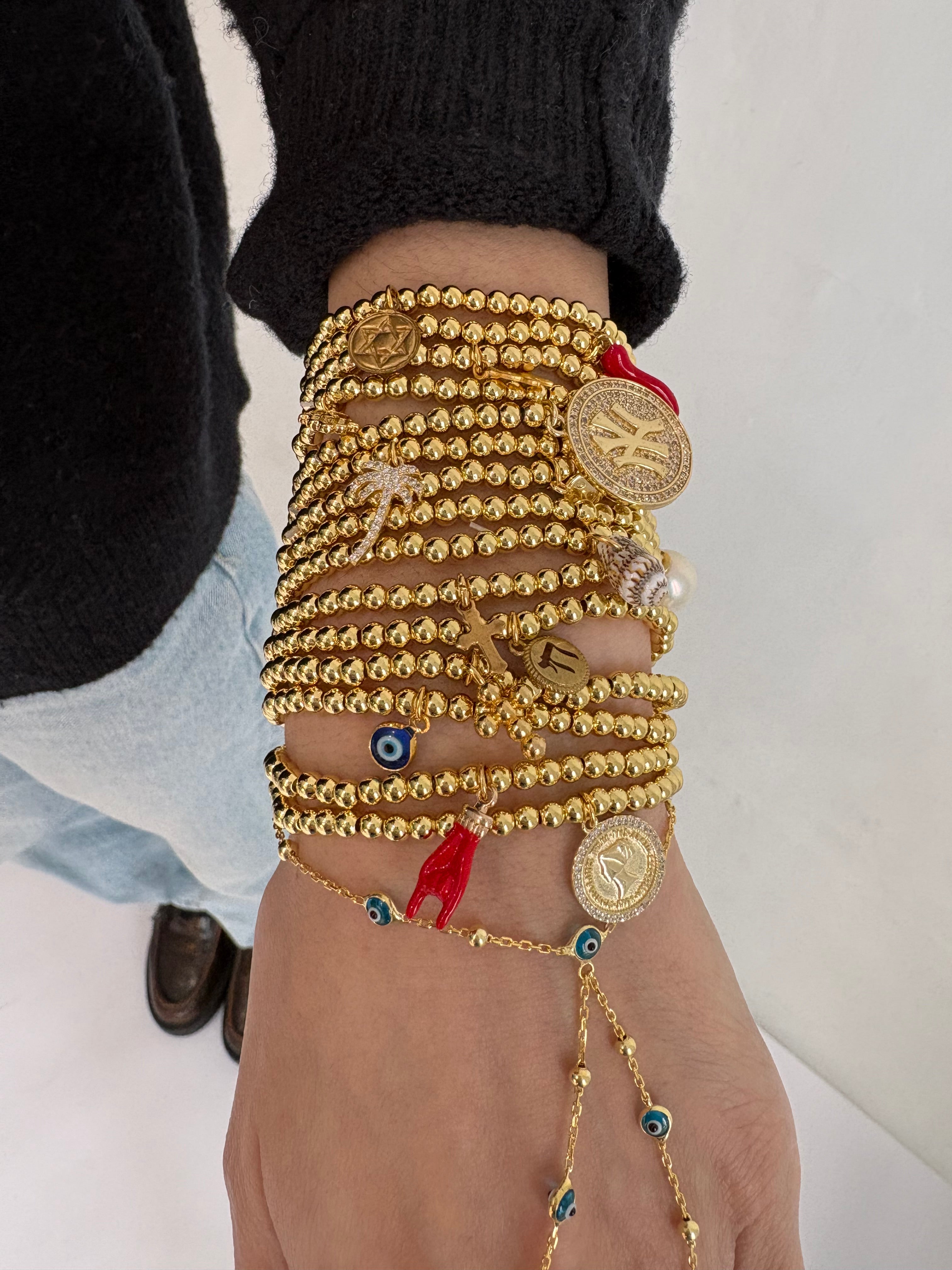 Gold Italian Horn Beaded Bracelet