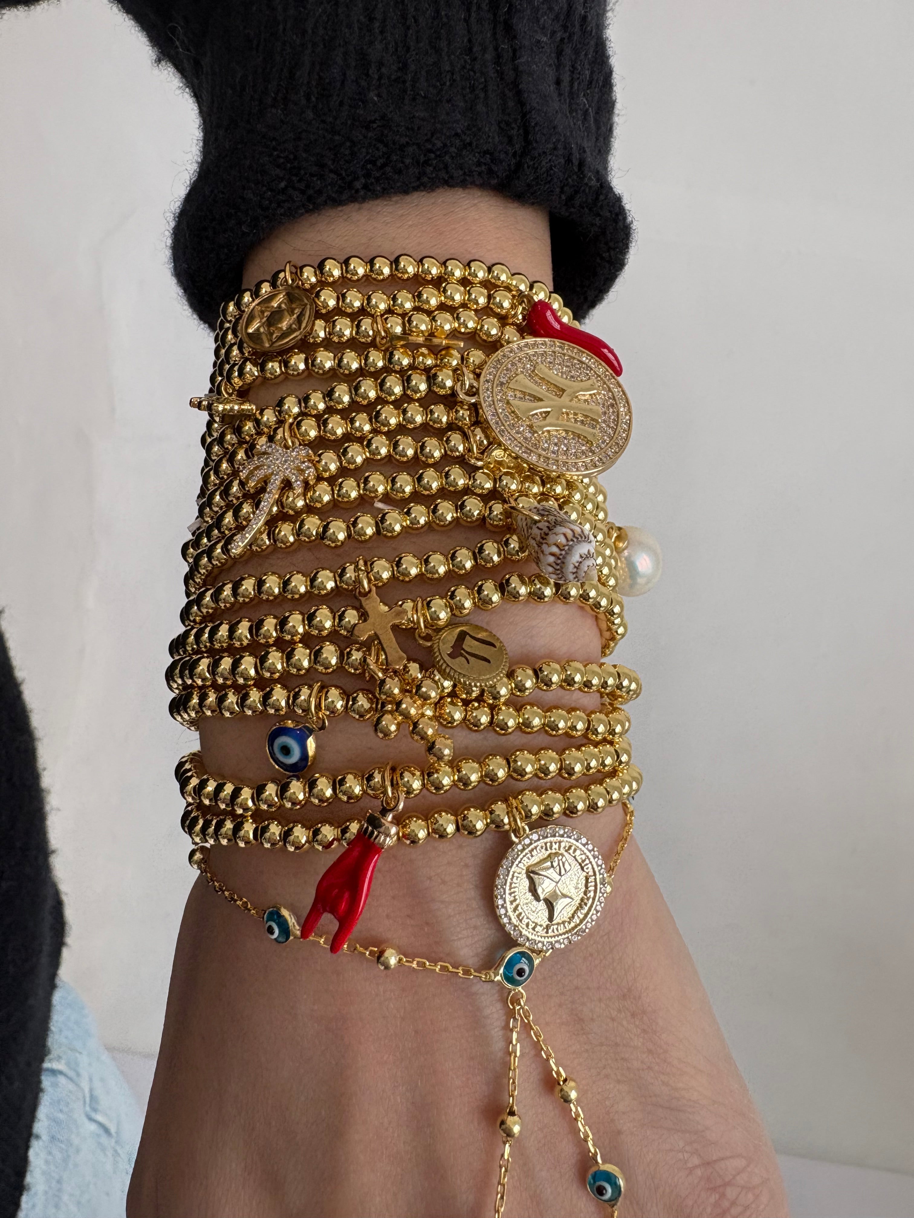 Gold Hamsa Beaded Bracelet