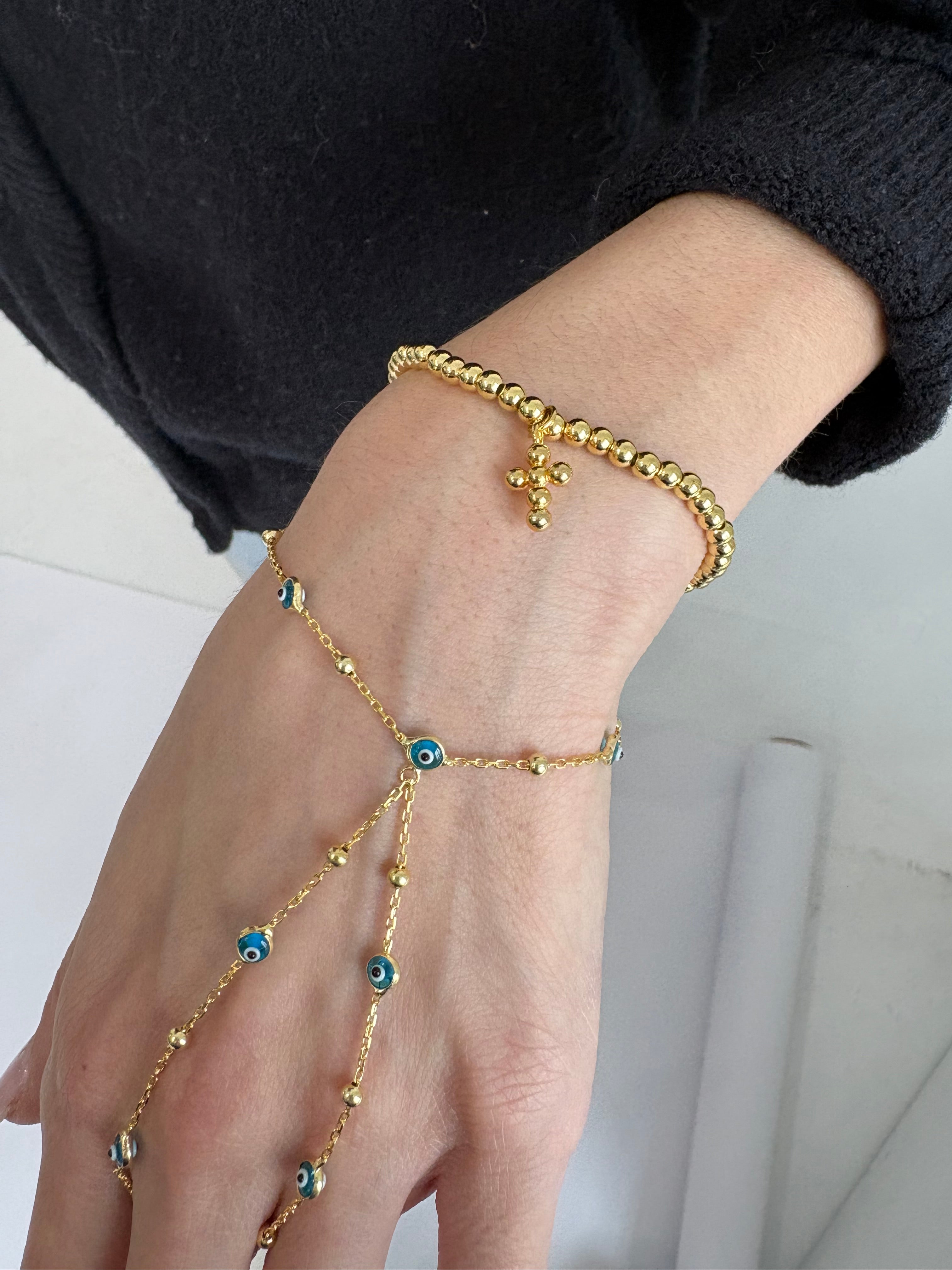 Gold Bubble Cross Bracelet