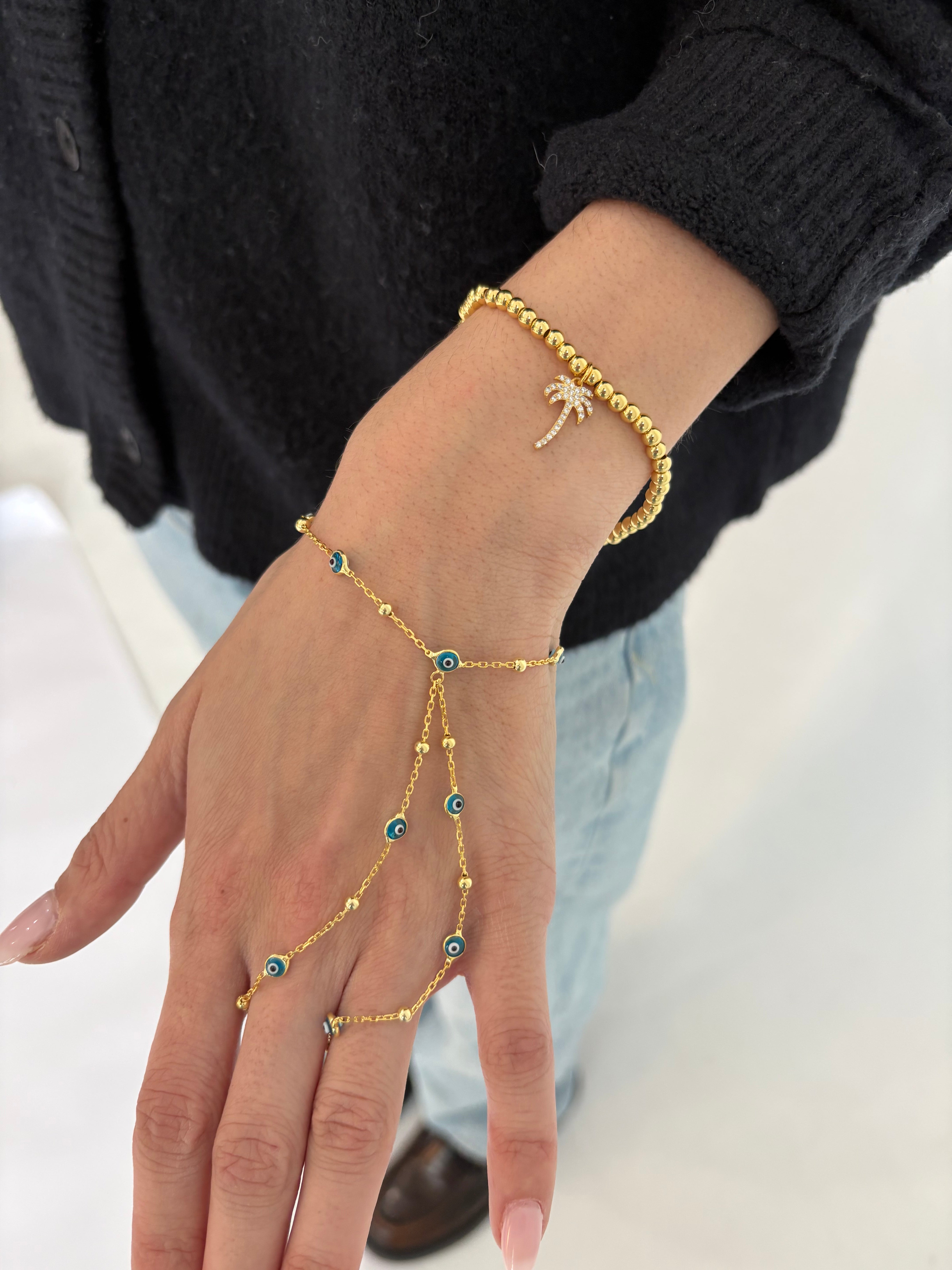Gold Palm Tree Beaded Bracelet