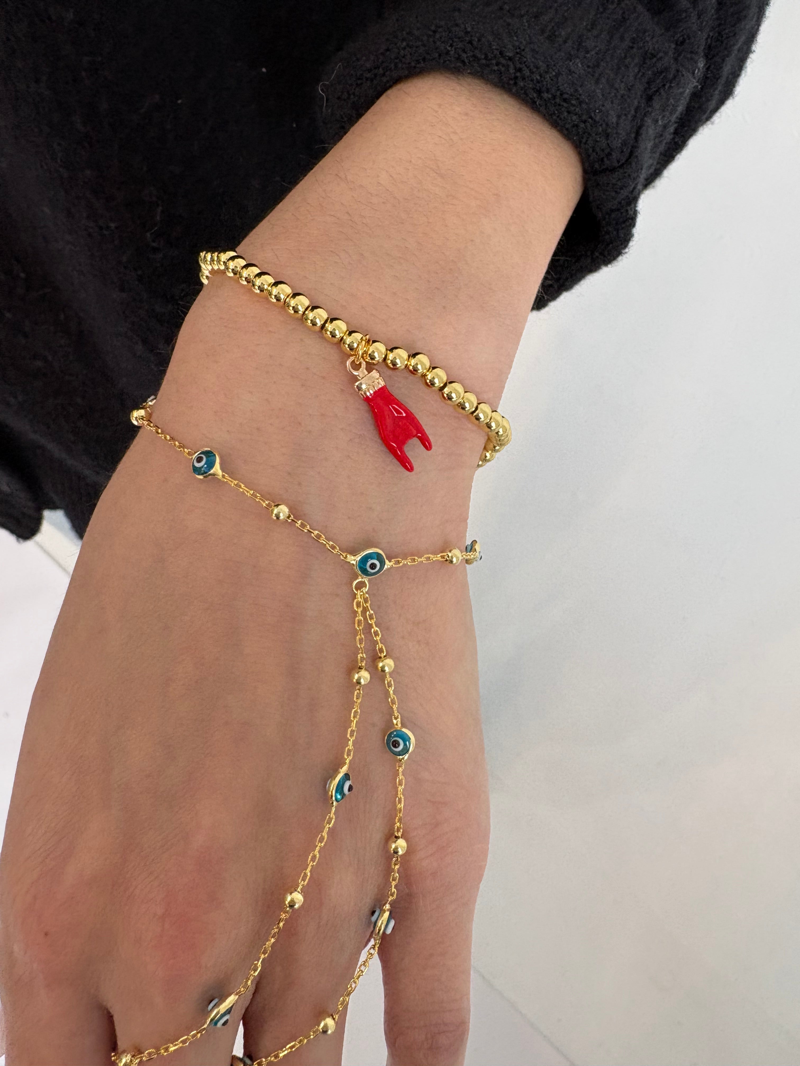 Gold Italian Horn Beaded Bracelet