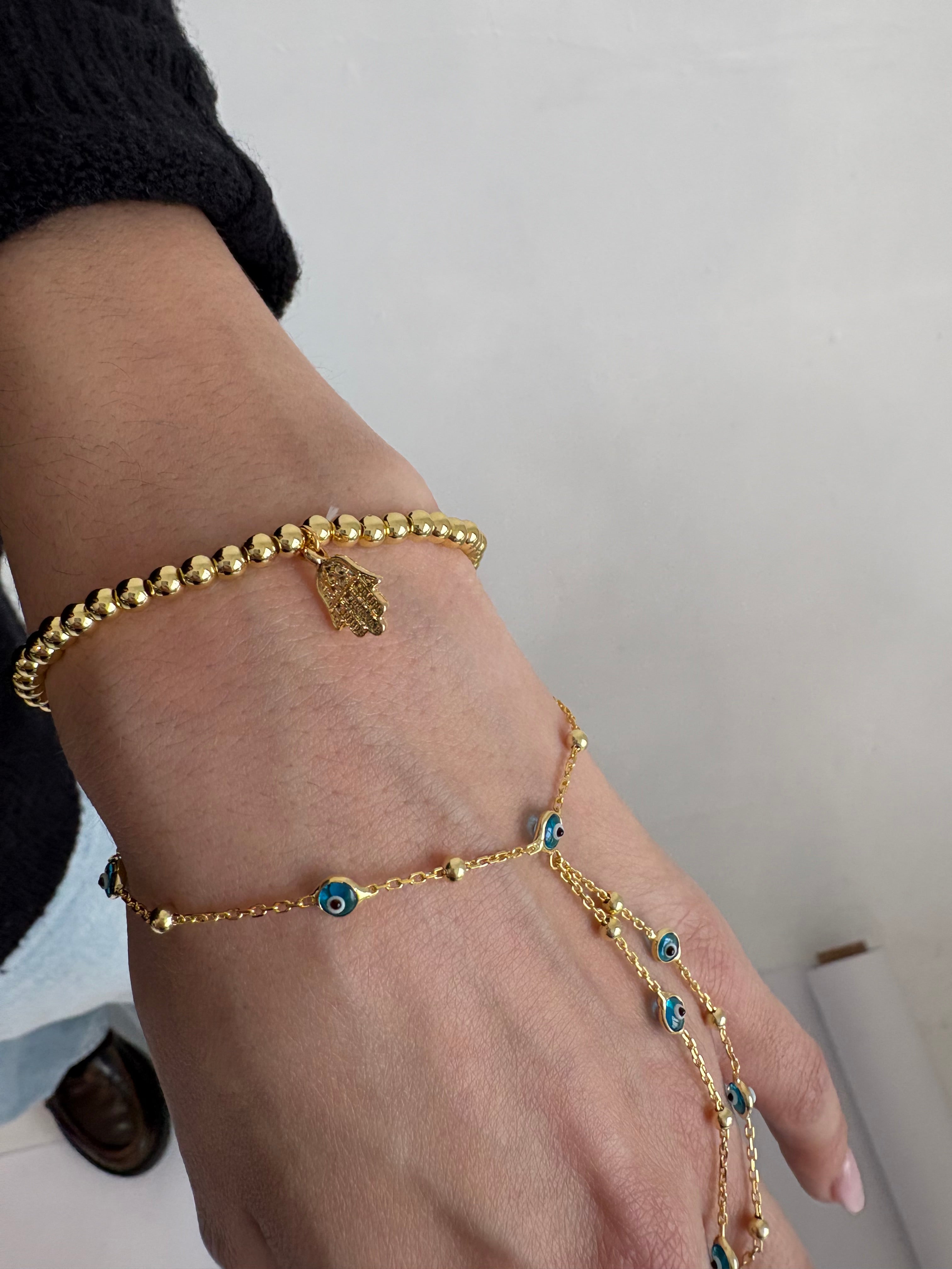 Gold Hamsa Beaded Bracelet