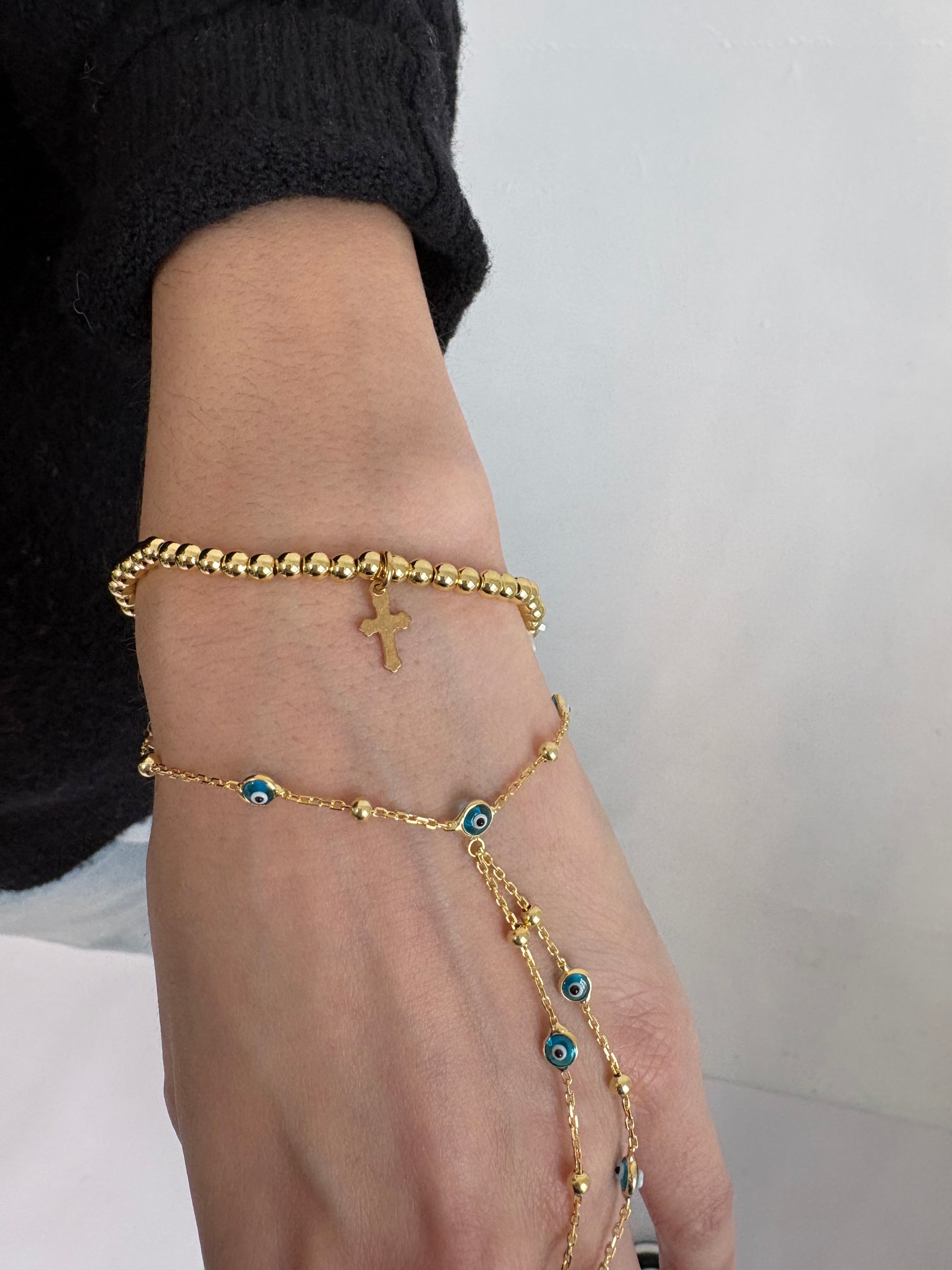 Gold Cross Beaded Bracelet