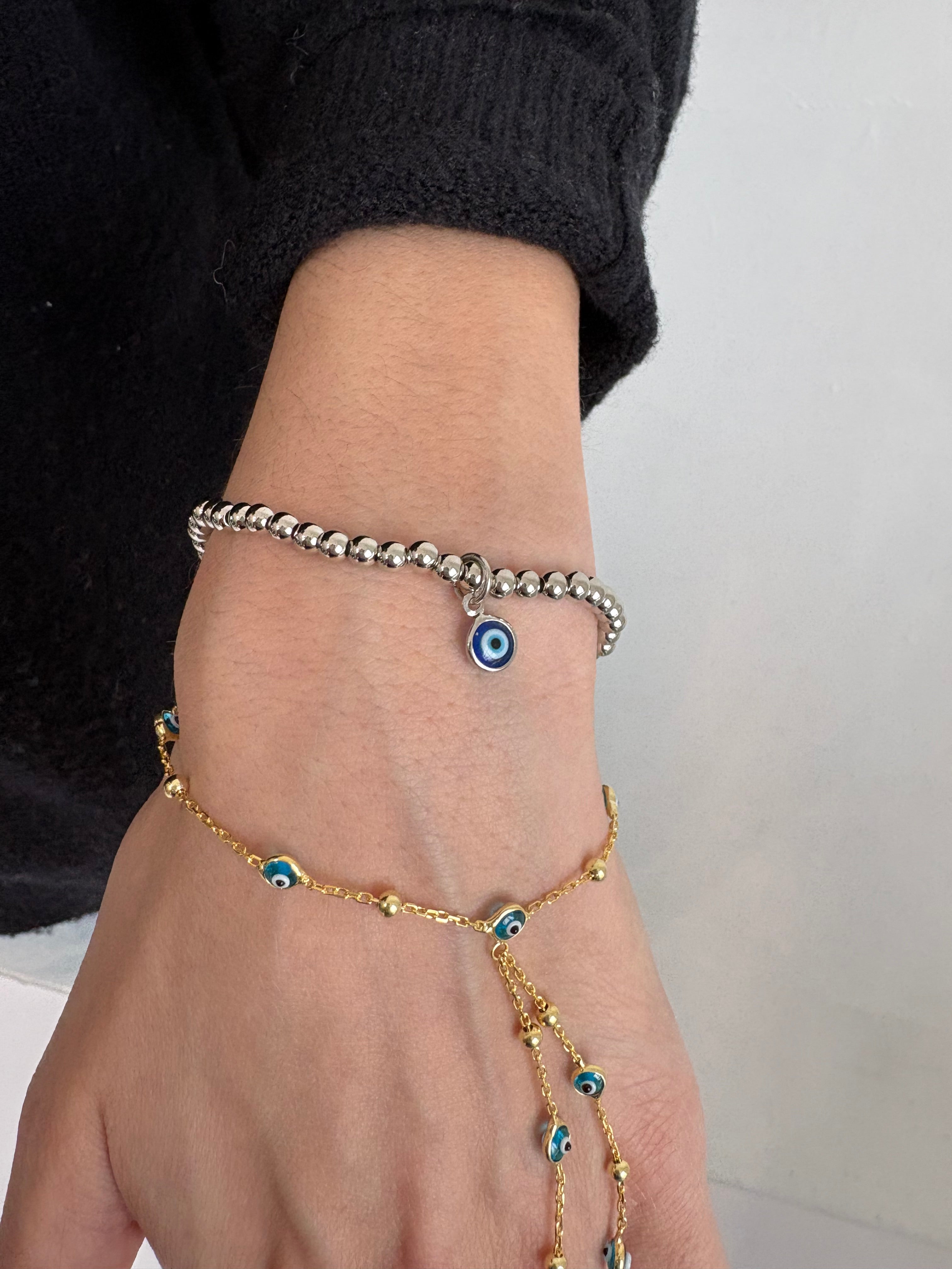 Silver Dark Evil Eye Bracelet
