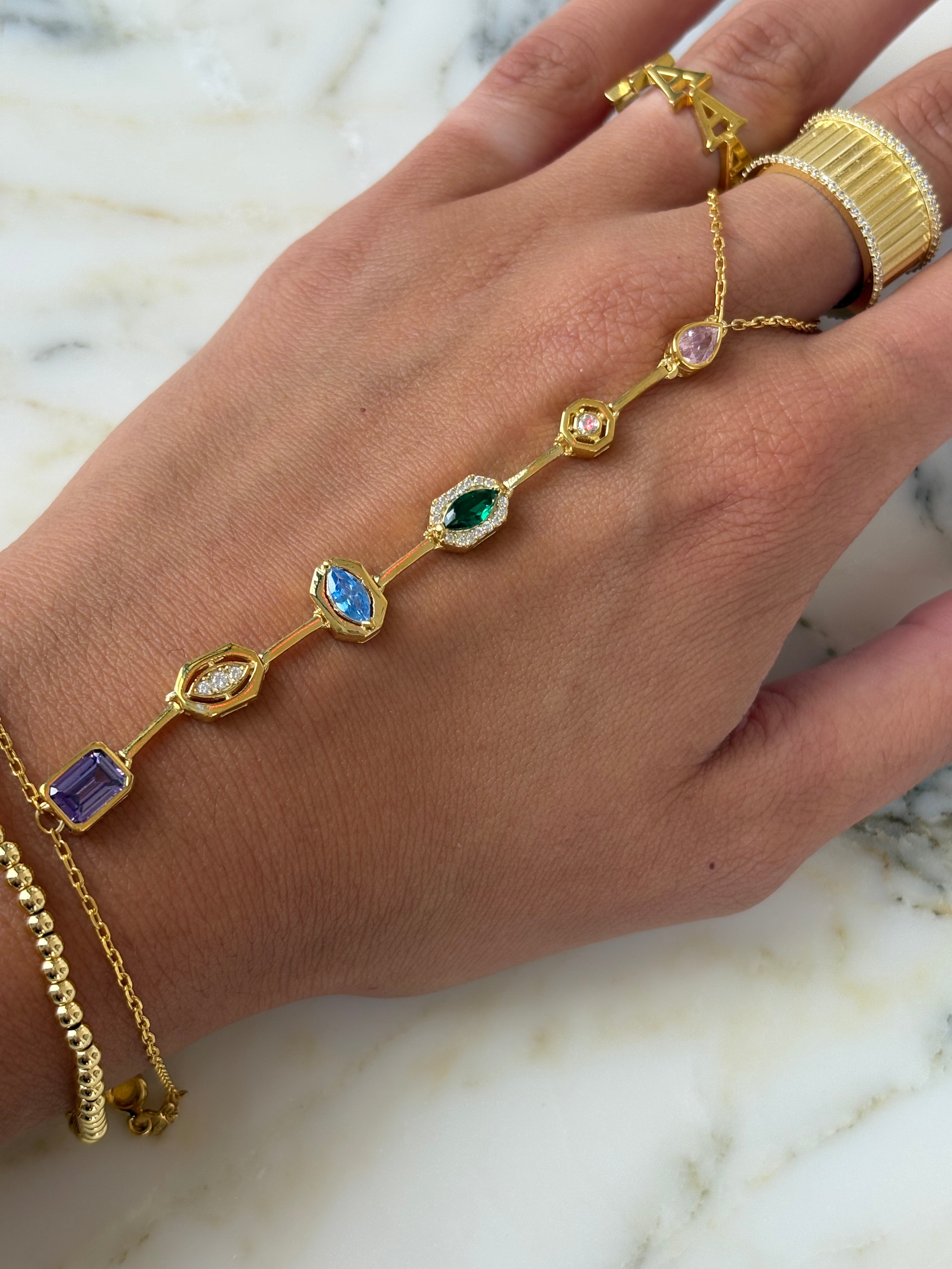 Colored Gem Handchain