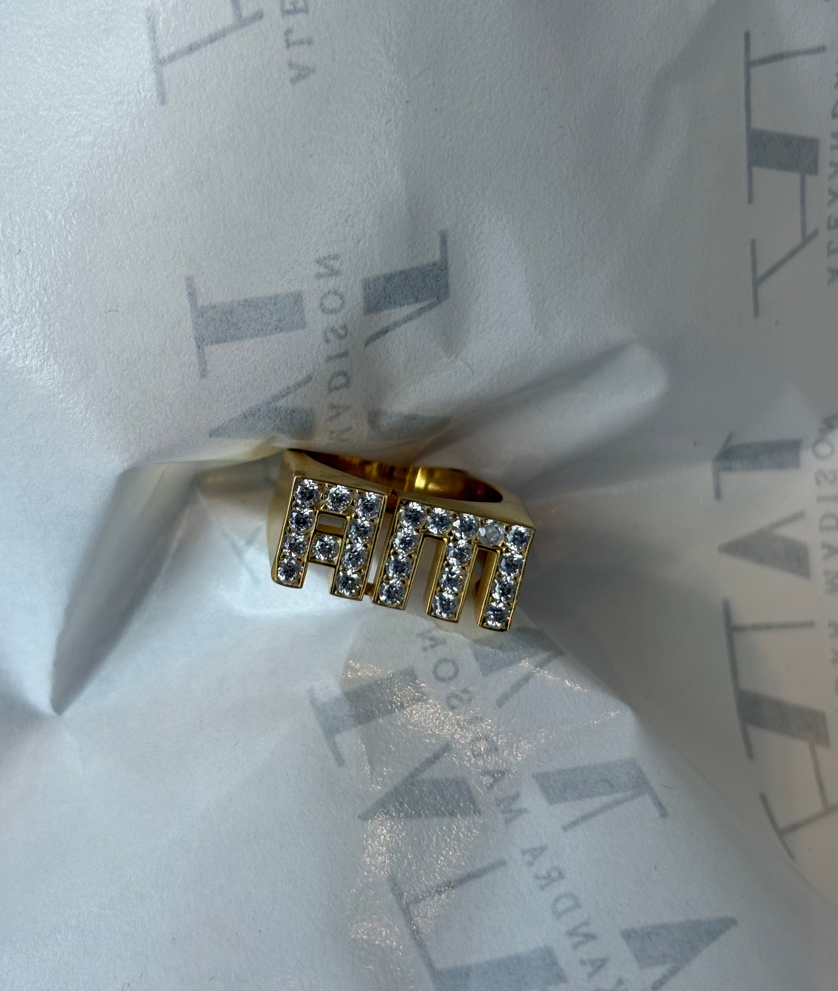 The Diamond out Chunk Initials Ring
