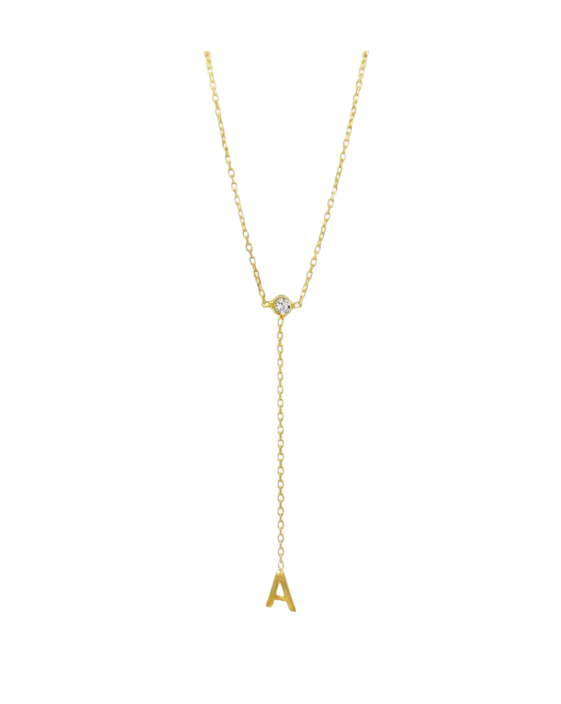 Diamond Lariat Initial Necklace