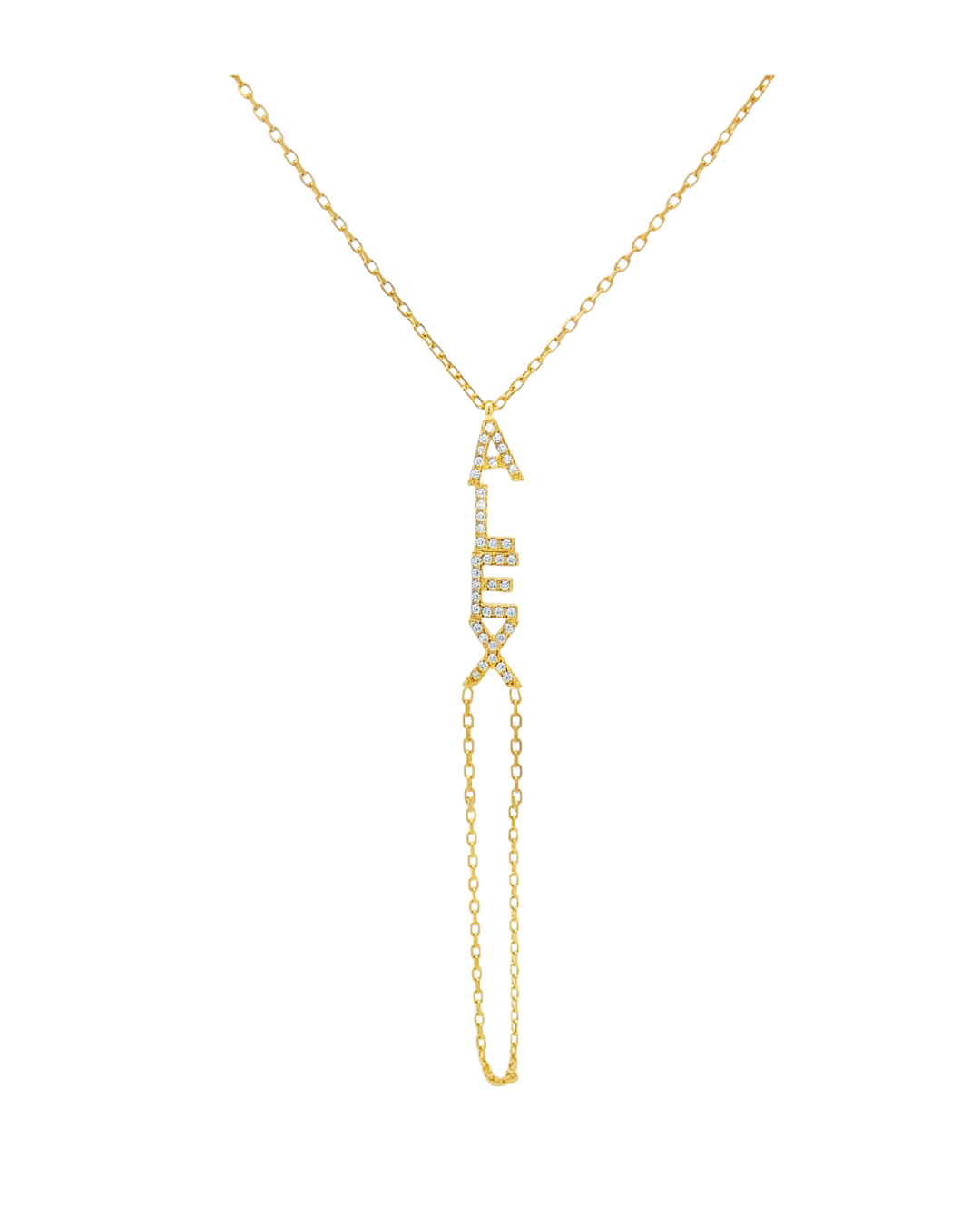 Vertical Pave Name Hand Chain