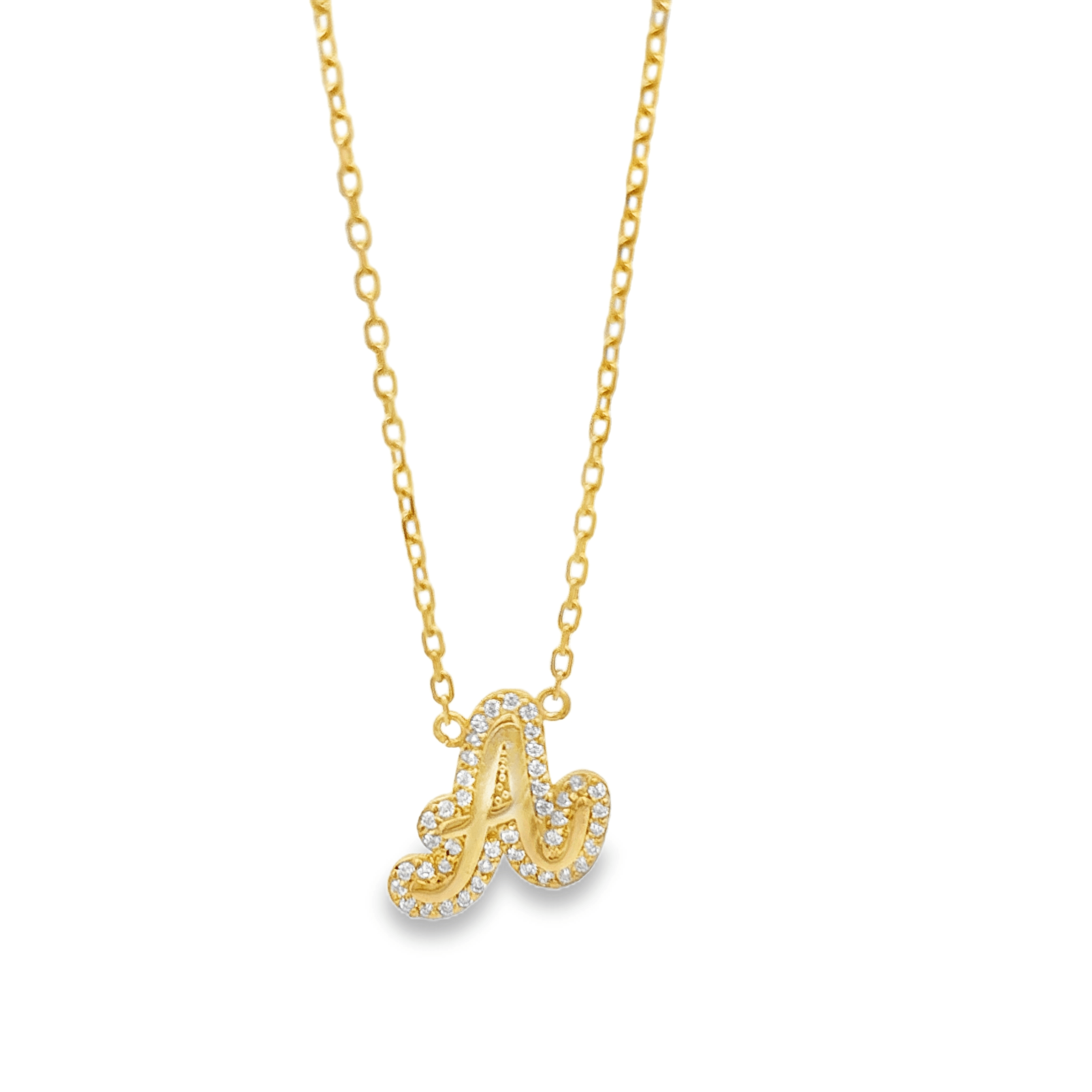 Pave Script Initial Necklace