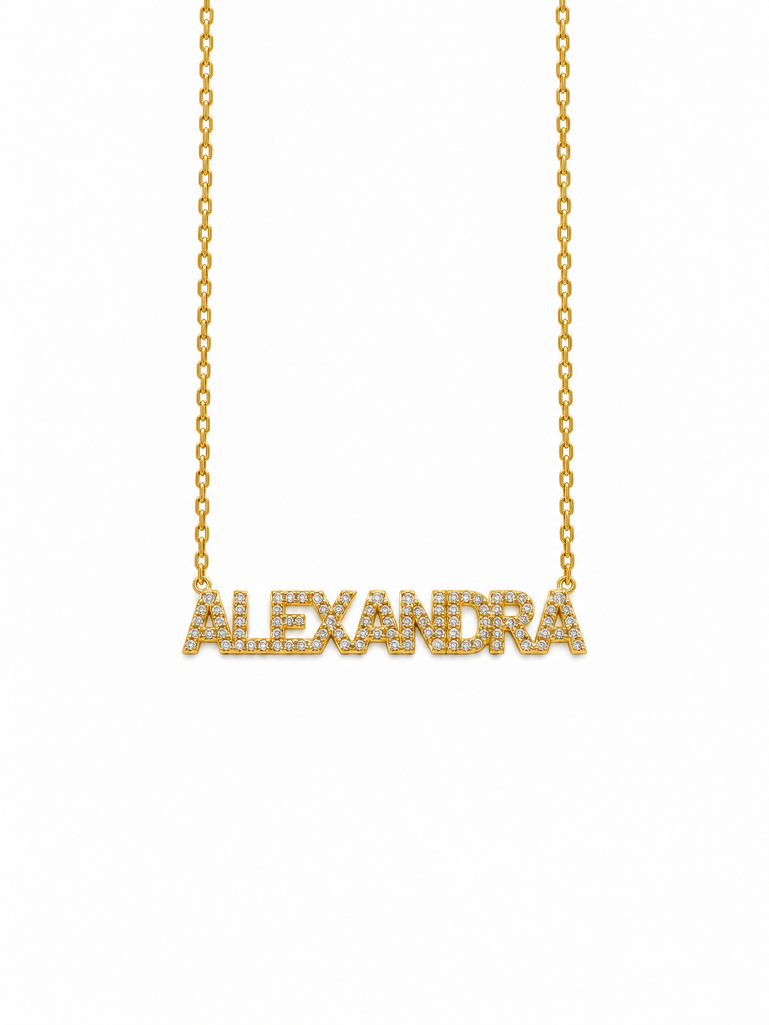 Pave Box Name Necklace